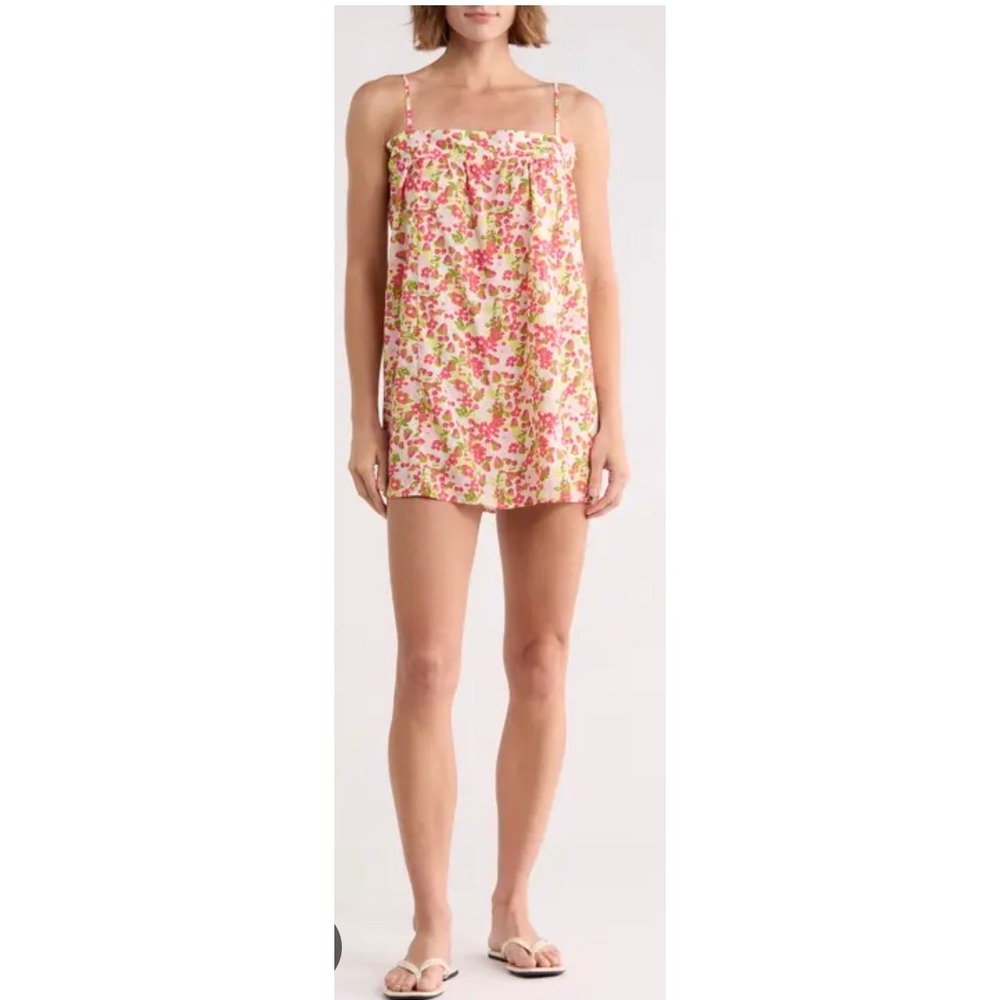 Maaji Strawberry Floral Mini Dress Pink Red Viscose PT2747CSD506LG Womens Large